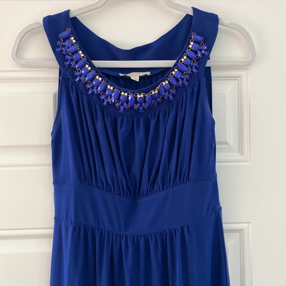HAANI BLUE GEMS EMBELLISHED FORMAL MAXI LONG DRESS SIZE PS - Picture 2 of 5